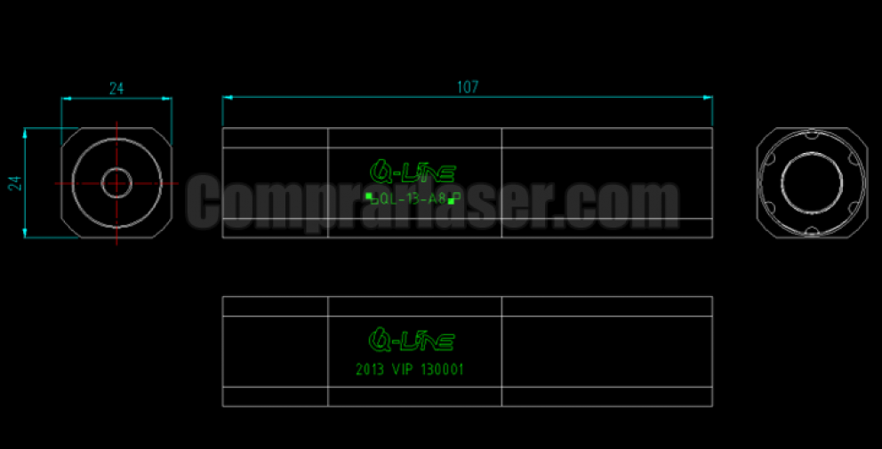 puntero láser verde rectangular