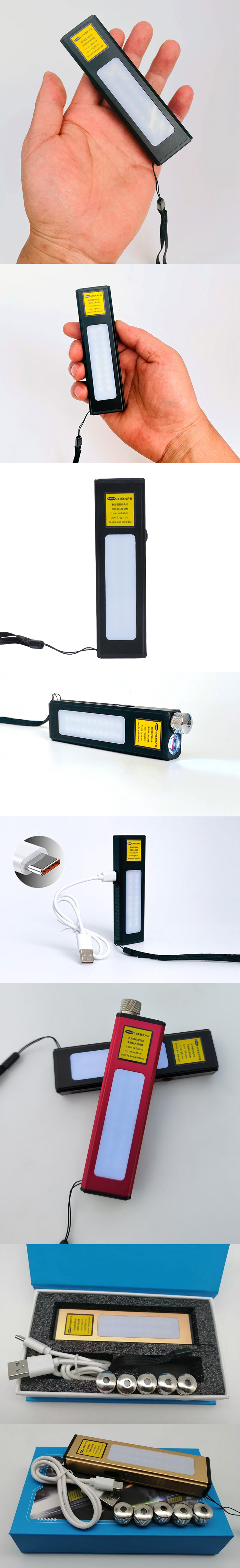 Linterna LED USB con láser