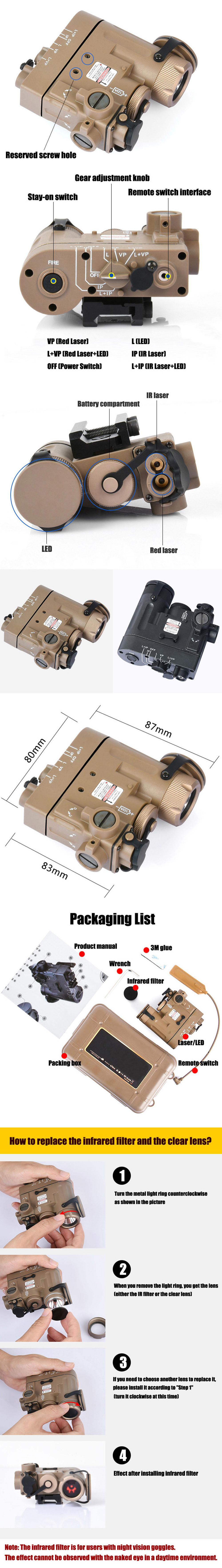 Mira láser táctica con LED