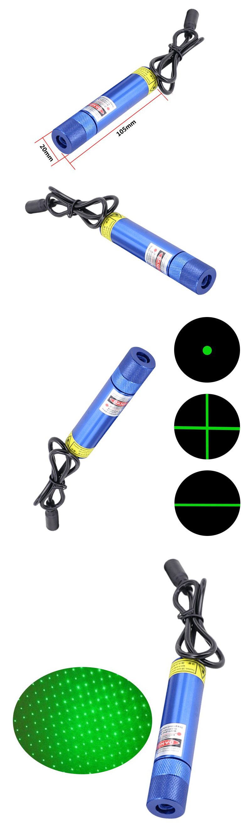 Módulo láser verde punto/línea/cruz/estrellado