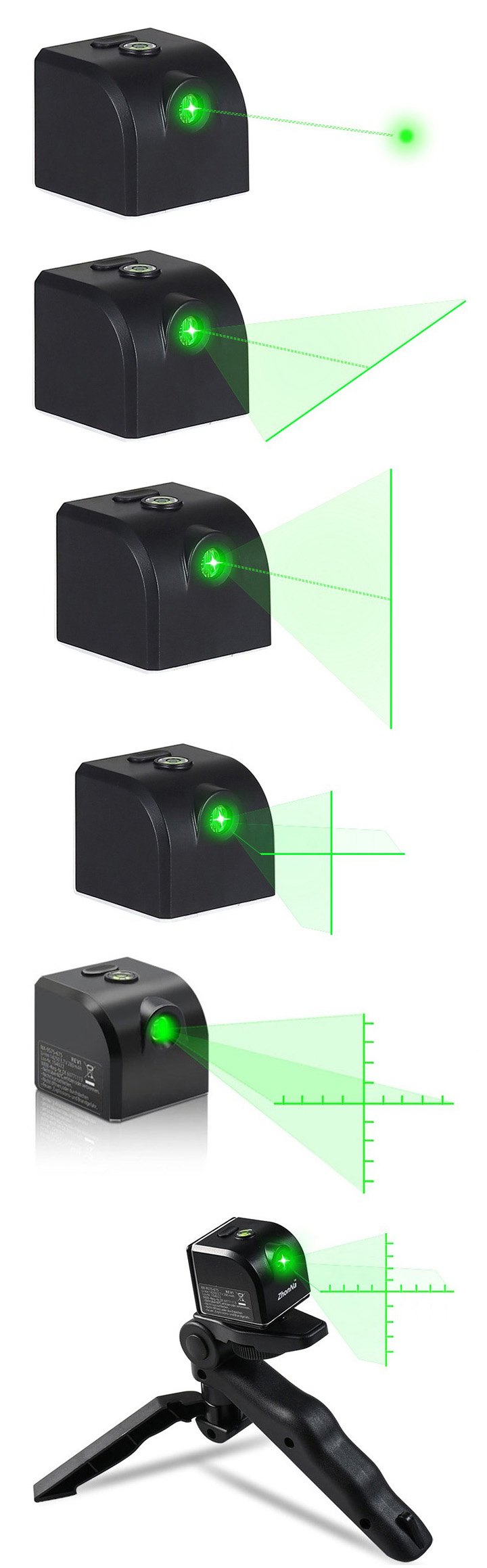Nivel láser verde punto/línea/cruz