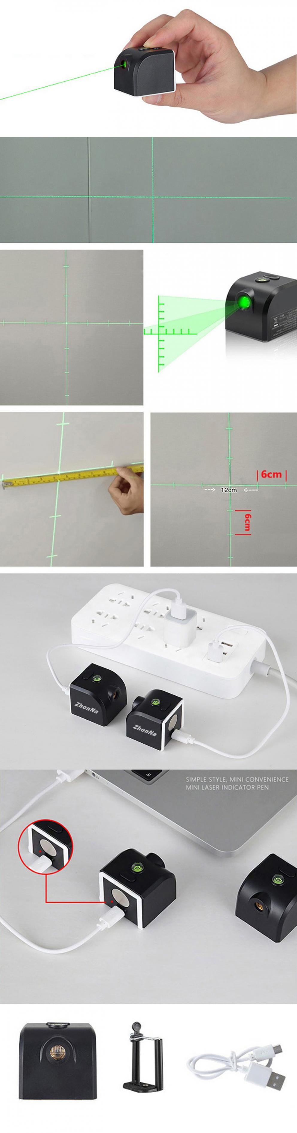 Nivel láser verde recargable USB