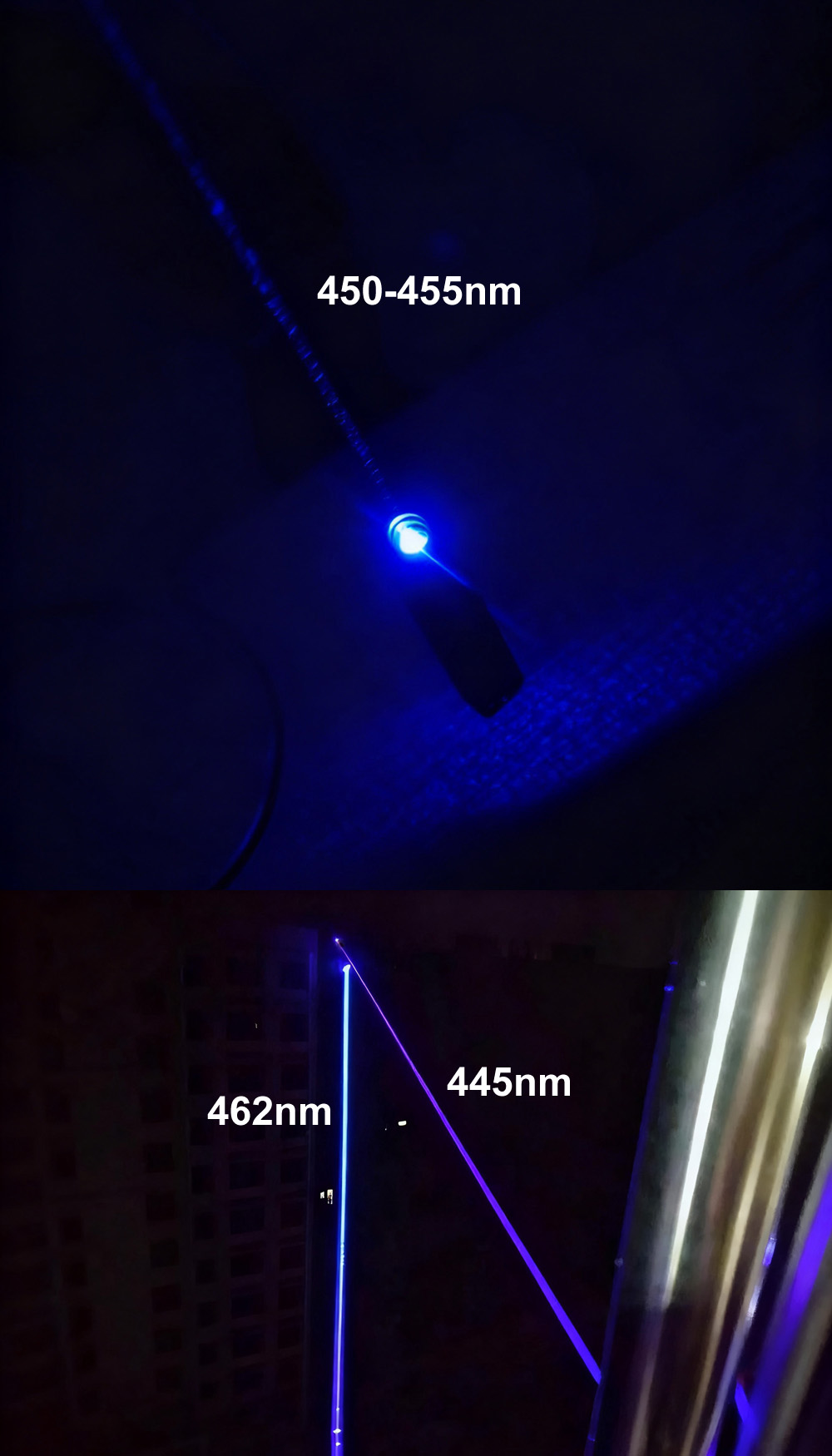 Puntero láser azul de 445nm / 455nm / 462nm