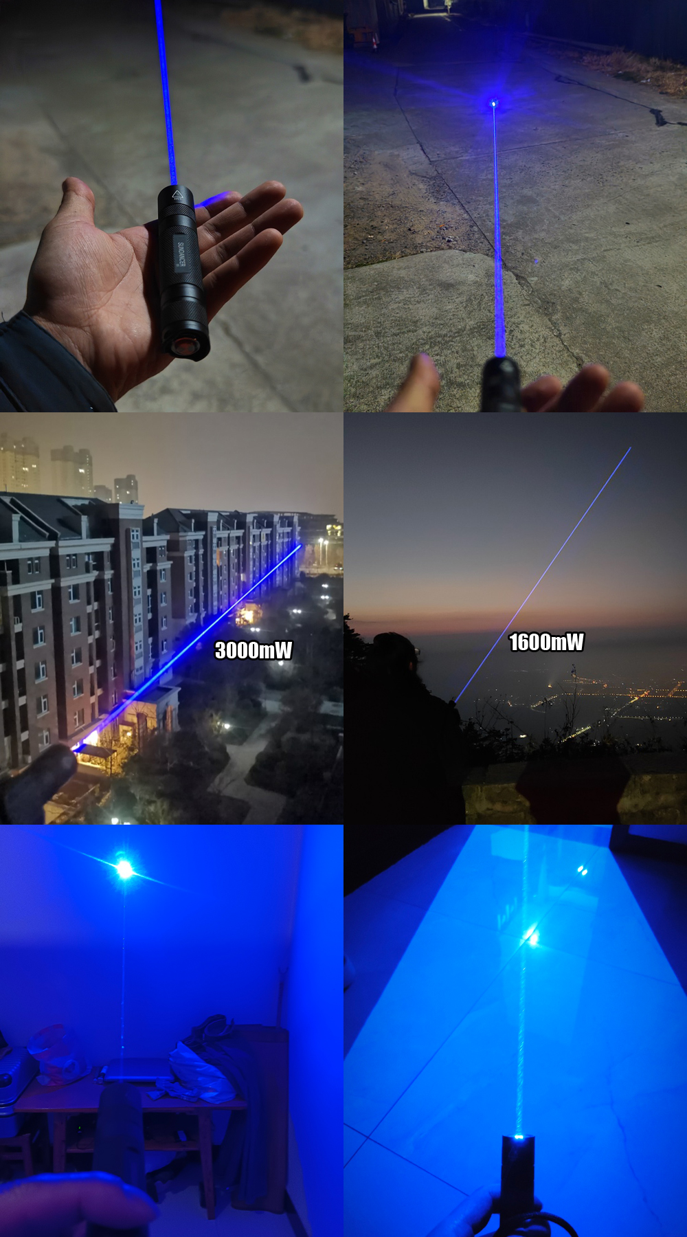 Puntero láser azul 3000 mW
