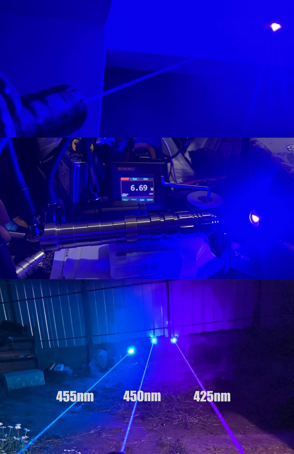 Puntero láser azul potente