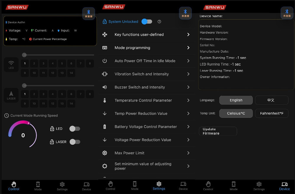 Puntero láser Sanwu 485nm / 488nm