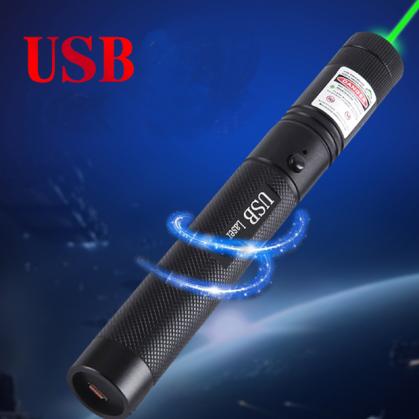 Puntero láser verde USB barato y de alta potencia 200mW con figuras 8-en-1