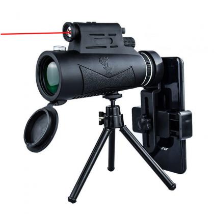 Telescopio monocular HD 12x50 con láser rojo para exterior